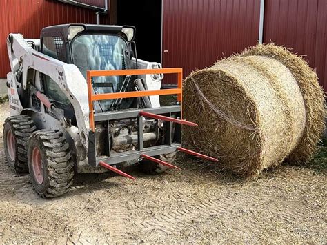 skid steer pallet forks bale spear|square hay bale spear.